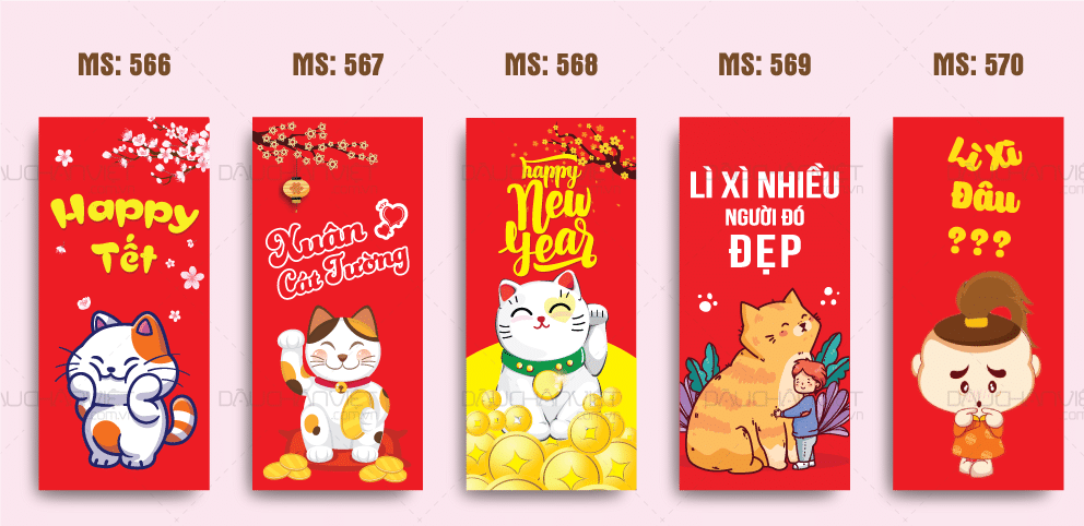 Mẫu bao lì xì dành cho doanh nghiệp, in logo và thông tin liên hệ.