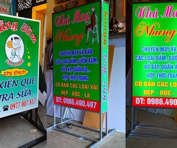 Biển hiệu có chân Standee - Khung sắt sơn tĩnh điện chịu lực Bảng giá làm biển vẫy có chân tại Quảng Cáo 24H