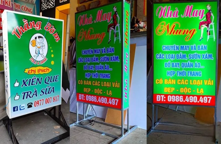 Biển hiệu có chân Standee - Khung sắt sơn tĩnh điện chịu lực Bảng giá làm biển vẫy có chân tại Quảng Cáo 24H