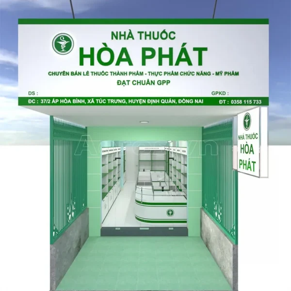 Biển hiệu Nhà thuốc Chữ Inox - Hắt sáng chân hiện đại Bảng hiệu nhà thuốc