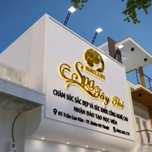 Bảng hiệu spa đẹp không chỉ cần thẩm mỹ mà còn phải đảm bảo độ bền và khả năng chống chịu với thời tiết