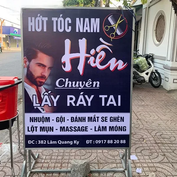 Biển vẫy Salon Tóc (Hair & Nail) - LED màu hồng thu hút Báo giá dịch vụ làm biển vẫy tóc tại Quảng Cáo 24H