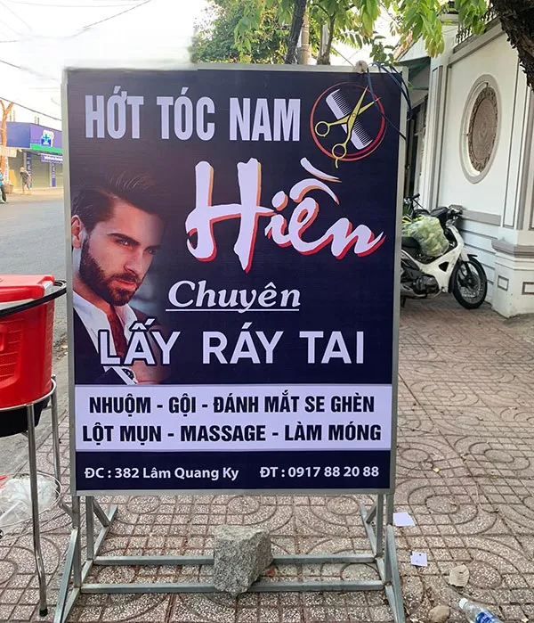 Biển vẫy Salon Tóc (Hair & Nail) - LED màu hồng thu hút Báo giá dịch vụ làm biển vẫy tóc tại Quảng Cáo 24H