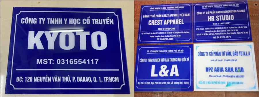 Chữ Mica đúc nguyên khối - Biển LED phát sáng mặt Biển công ty mica phẳng thích hợp cho các văn phòng, cửa hàng nhỏ hoặc làm biển phòng ban