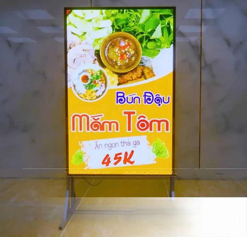 Standee khung Inox - Biển vẫy đứng chân kim loại sang trọng Biển vẫy đứng