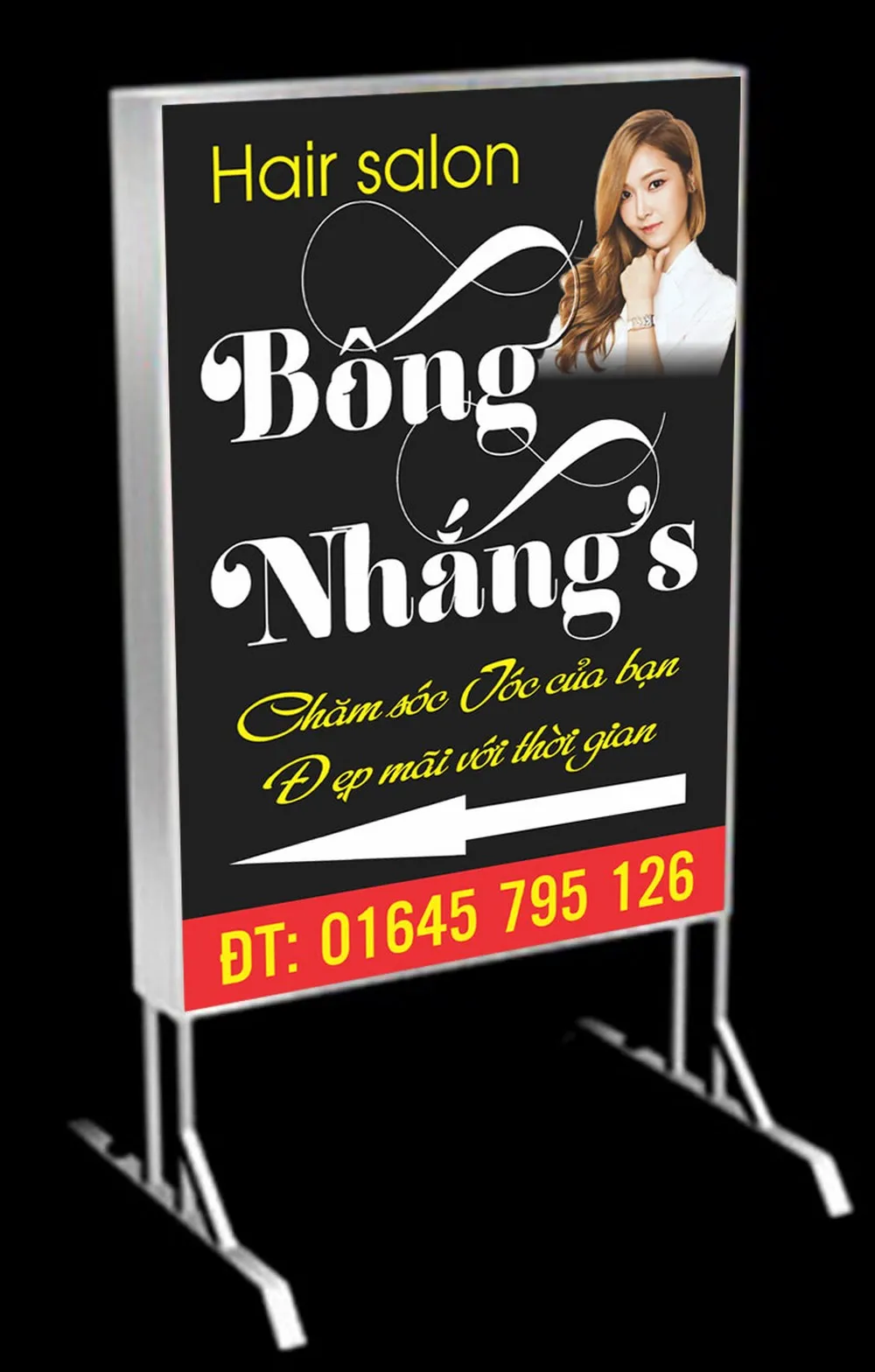 Biển vẫy Salon Tóc (Hair & Nail) - LED màu hồng thu hút Biển vẫy tóc