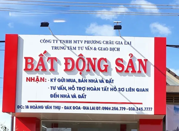 Bảng hiệu Bất động sản (Real Estate) - Chữ Alu sơn tĩnh điện Các loại bảng hiệu công ty bất động sản phổ biến hiện nay