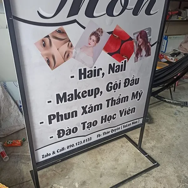 Biển vẫy Salon Tóc (Hair & Nail) - LED màu hồng thu hút Quy trình làm biển vẫy tóc tại Quảng Cáo 24H