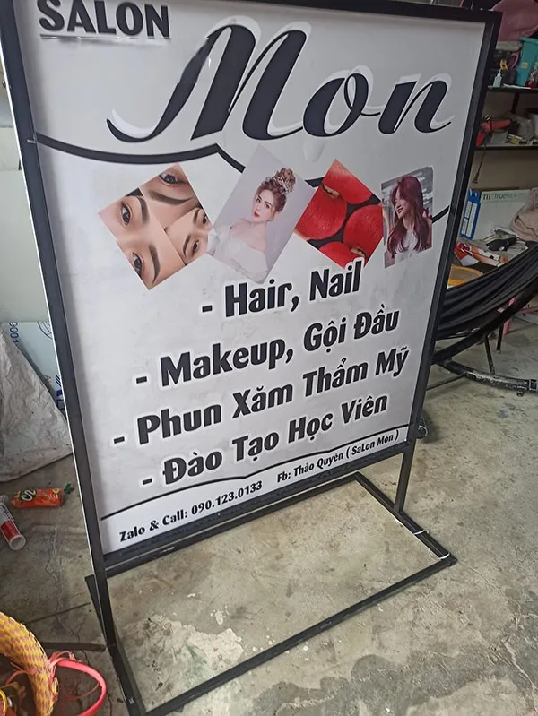 Biển vẫy Salon Tóc (Hair & Nail) - LED màu hồng thu hút Quy trình làm biển vẫy tóc tại Quảng Cáo 24H
