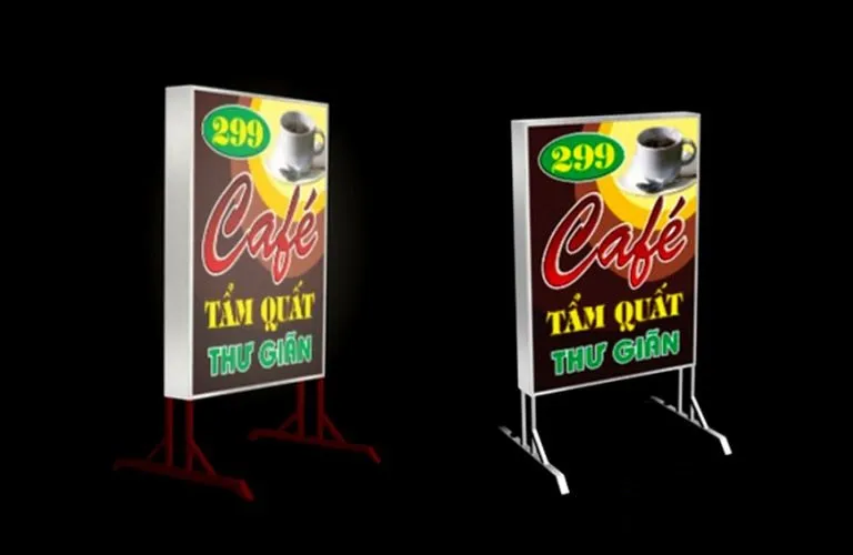 Biển hiệu có chân Standee - Khung sắt sơn tĩnh điện chịu lực Ưu điểm của biển vẫy có chân so với các hình thức quảng cáo khác