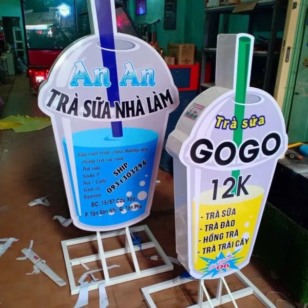 Hộp đèn Ly Trà sữa (Milk Tea) - Mô hình LED quảng cáo độc đáo Bảng hiệu trà sữa