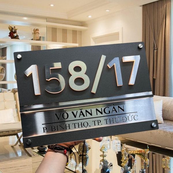 Biển số nhà Inox Mica - Thiết kế cao cấp hiện đại Bien so nha Bang so nha 13