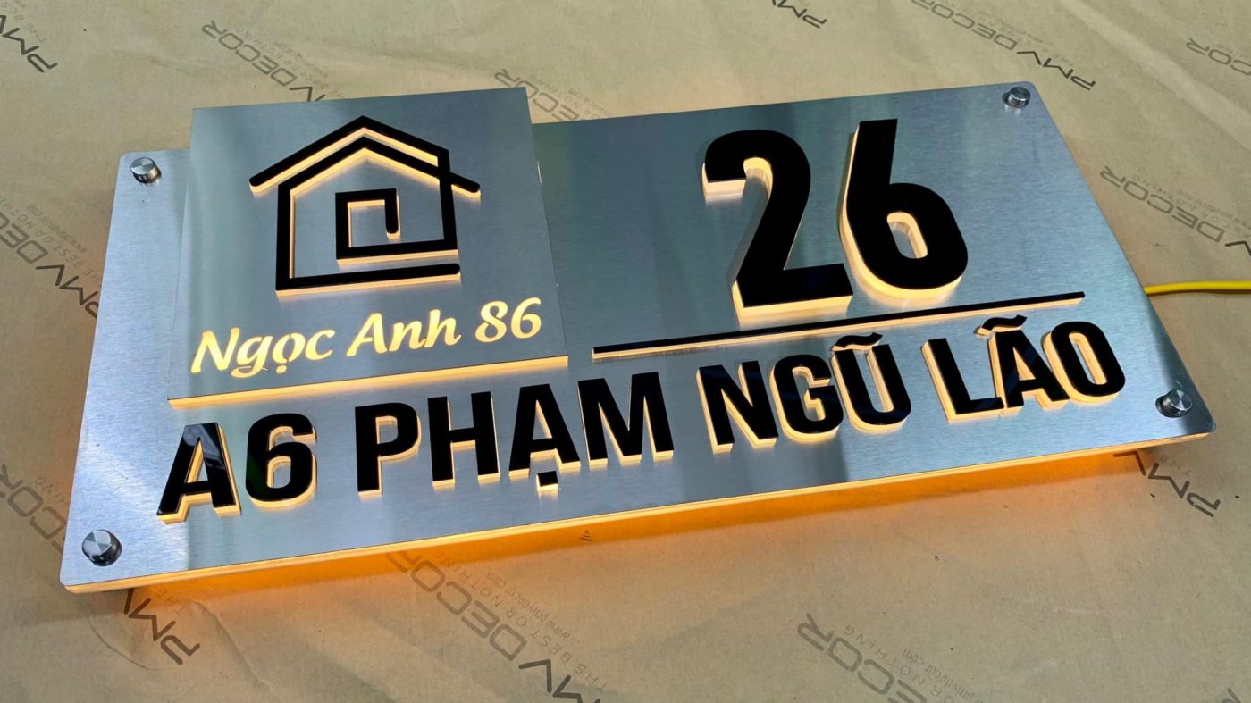 Biển số nhà Inox Mica - Thiết kế cao cấp hiện đại Bien so nha Bang so nha 8
