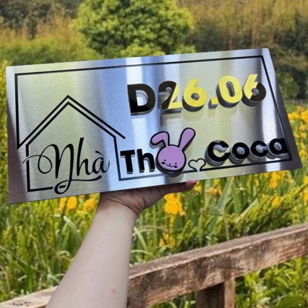 Biển số nhà Inox Mica - Thiết kế cao cấp hiện đại Bien so nha Bang so nha 9