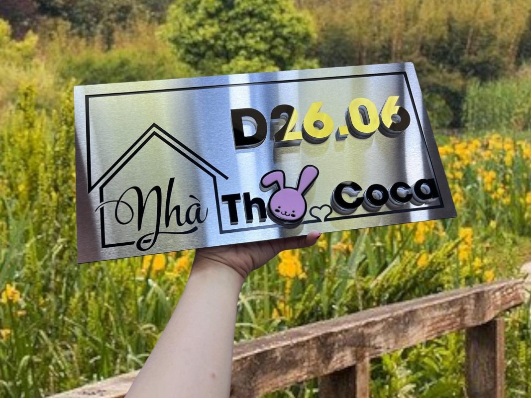 Biển số nhà Inox Mica - Thiết kế cao cấp hiện đại Bien so nha Bang so nha 9
