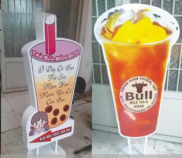 Hộp đèn Ly Trà sữa (Milk Tea) - Mô hình LED quảng cáo độc đáo Dịch vụ làm bảng hiệu trà sữa lấy liền tại Quảng Cáo 24h