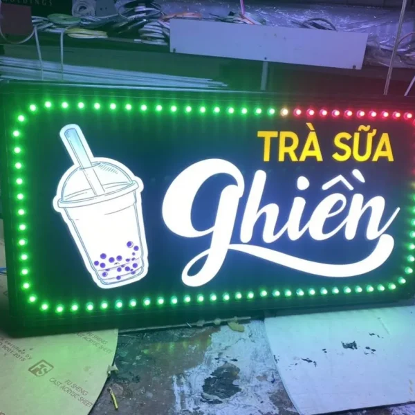 Hộp đèn Ly Trà sữa (Milk Tea) - Mô hình LED quảng cáo độc đáo Dịch vụ làm bảng hiệu trà sữa theo yêu cầu tại Quảng Cáo 24h
