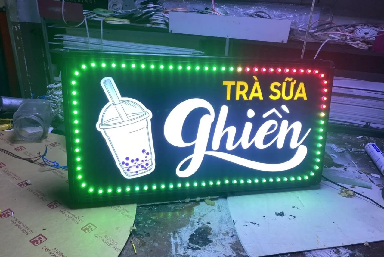 Hộp đèn Ly Trà sữa (Milk Tea) - Mô hình LED quảng cáo độc đáo Dịch vụ làm bảng hiệu trà sữa theo yêu cầu tại Quảng Cáo 24h