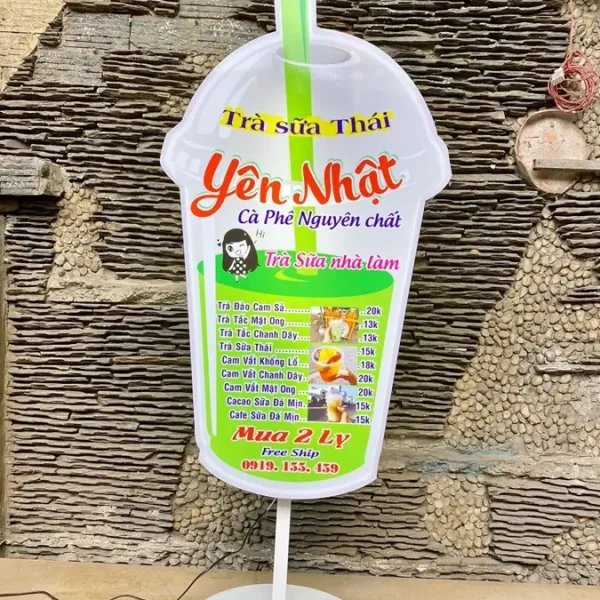 Hộp đèn Ly Trà sữa (Milk Tea) - Mô hình LED quảng cáo độc đáo Mau Bang Hieu Tra Sua Dep 1