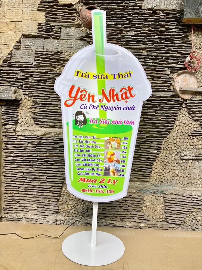 Hộp đèn Ly Trà sữa (Milk Tea) - Mô hình LED quảng cáo độc đáo Mau Bang Hieu Tra Sua Dep 1
