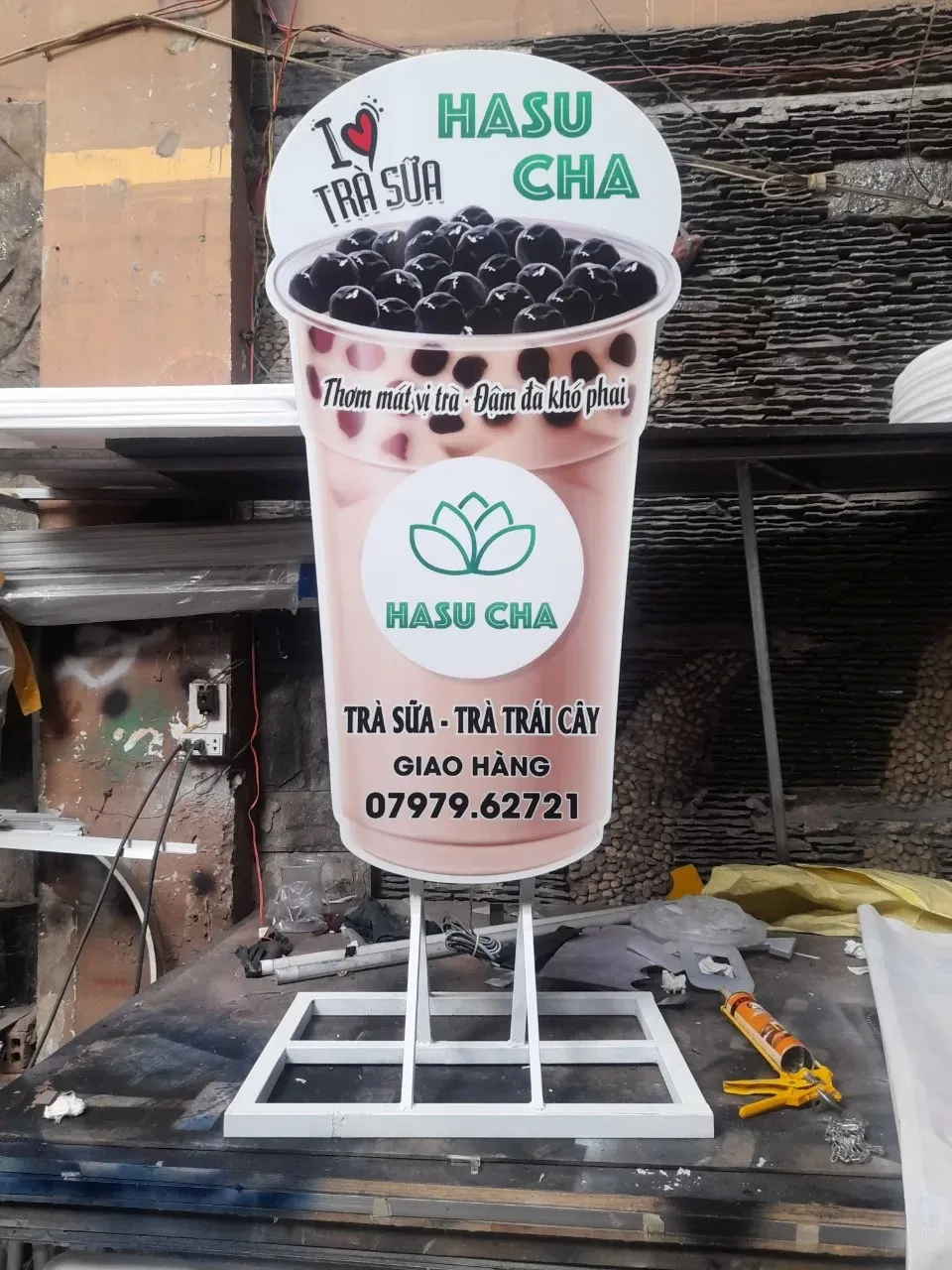 Hộp đèn Ly Trà sữa (Milk Tea) - Mô hình LED quảng cáo độc đáo Mau Bang Hieu Tra Sua Dep 3