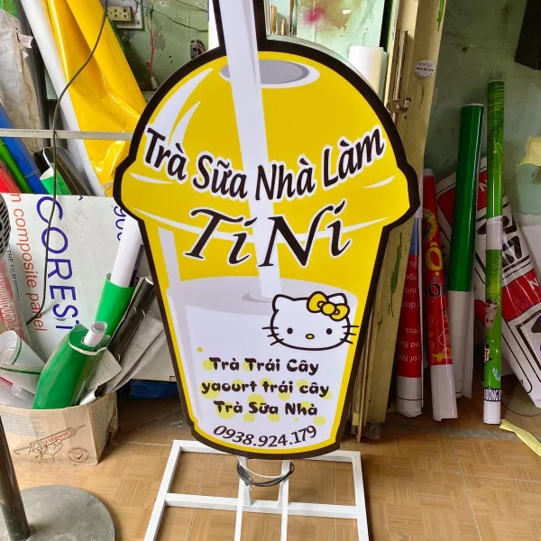 Hộp đèn Ly Trà sữa (Milk Tea) - Mô hình LED quảng cáo độc đáo Mau Bang Hieu Tra Sua Dep 4