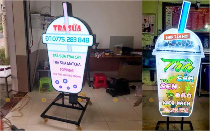 Hộp đèn Ly Trà sữa (Milk Tea) - Mô hình LED quảng cáo độc đáo Thiết kế bảng hiệu trà sữa đẹp không chỉ phụ thuộc vào ý tưởng sáng tạo mà còn liên quan mật thiết đến chất lượng vật liệu sử dụng