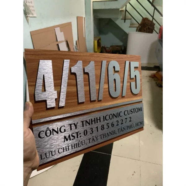 Bảng, Biển số nhà Alu vân giả gỗ. BCT-QC24H005 vn 11134207 7r98o lxlvapou80d79d