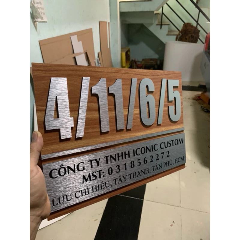 Bảng, Biển số nhà Alu vân giả gỗ. BCT-QC24H005 vn 11134207 7r98o
