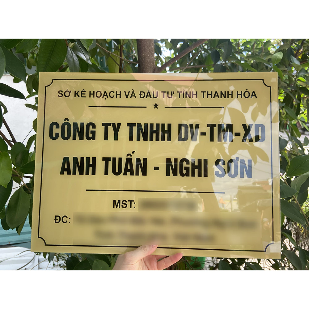 Bảng công ty biển hộ kinh doanh mica in UV cao cấp siêu bền chống phai màu (tặng kèm băng keo 2 mặt). BCT-QC24H007 vn 11134207 820l4