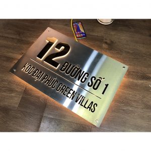 Biển Số Nhà Inox Vàng Có Đèn LED Số Nổi – BSN-QC24H017