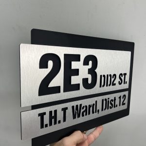 Alternative view of Biển Số Nhà - Nền Mica đen + nội dung khắt CNC chìm 25x40cm