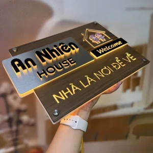 Biển số nhà decor đẹp mẫu có đèn led 20x40cm
