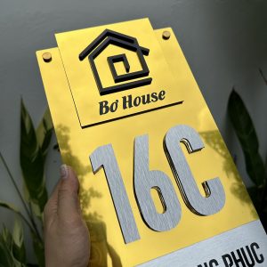Alternative view of Biển số nhà nền alcorest vàng gương, số nổi 10x30cm