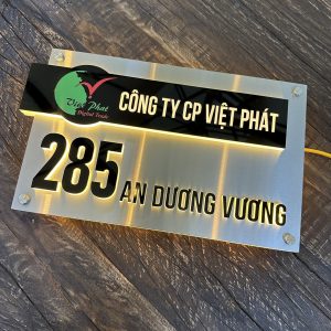 Biển số nhà đèn Led, mặt inox xước, số nổi 25x35cm